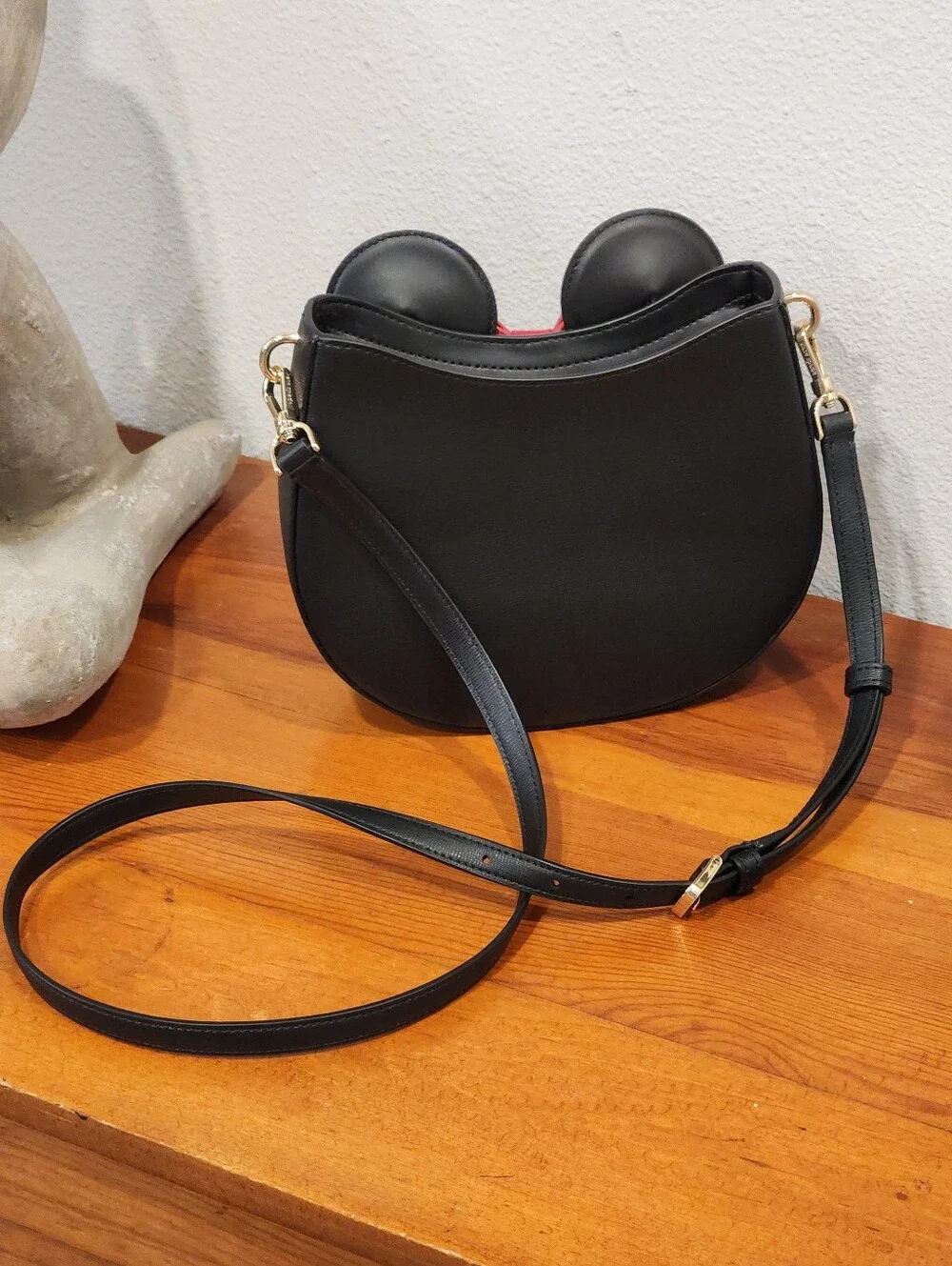 NEW! Kate Spade Disney Mickey Mouse Black Crossbody Bag with Red Bow Accent